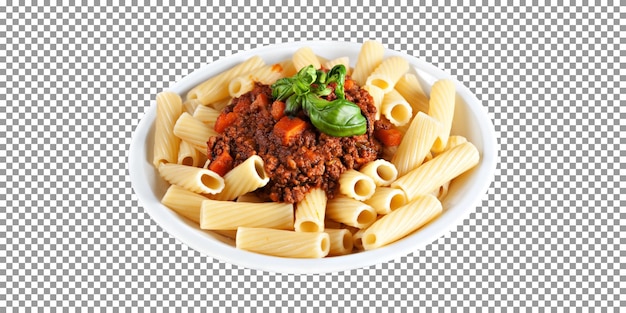 Macarrão fresco à bolonhesa isolado em fundo transparente