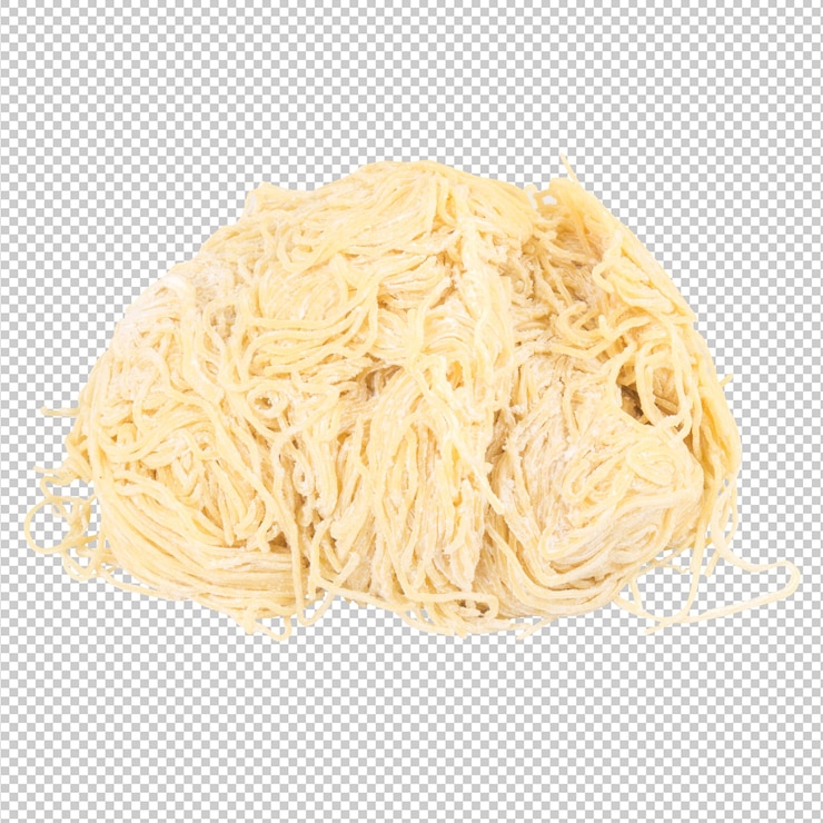 PSD macarrão wonton cru isolado em fundo branco