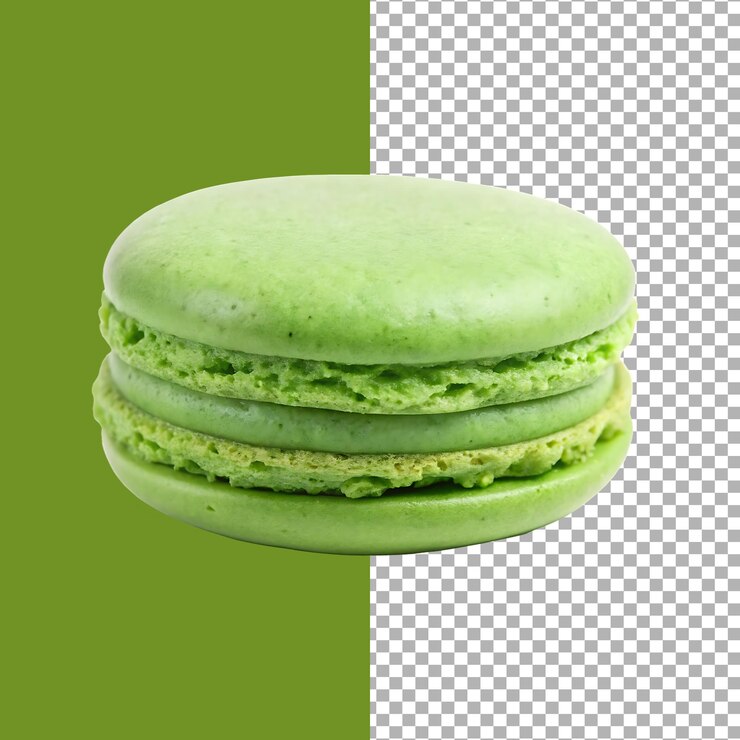 El macarrón verde aislado sobre un fondo blanco