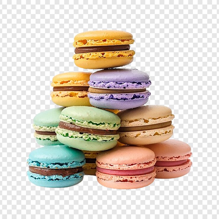 PSD macarrones coloridos aislados sobre un fondo transparente