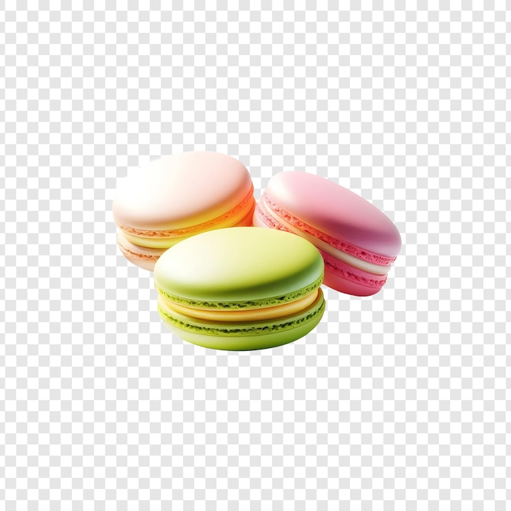PSD macarrones coloridos aislados sobre un fondo transparente