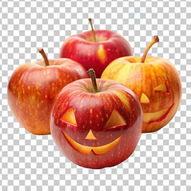 PSD maçãs forma de monstro de halloween em fundo transparente