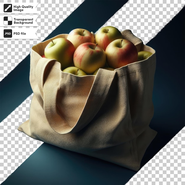 PSD maçãs psd num saco sobre fundo transparente