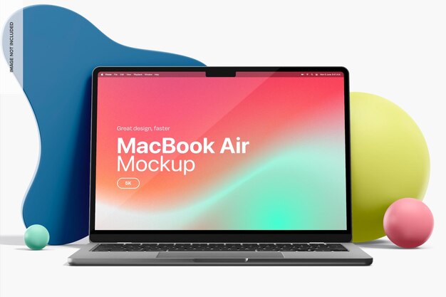 MacBook Air com formas dinâmicas Mockup Front View