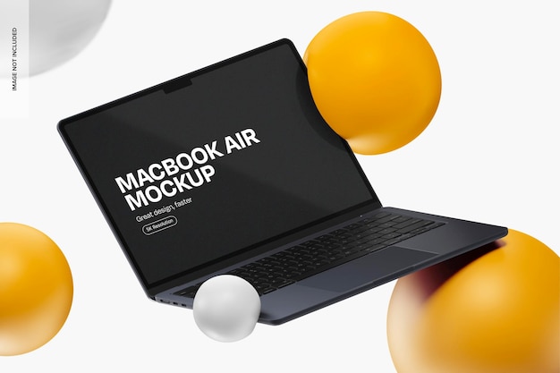 MacBook Air com formas geométricas Mockup