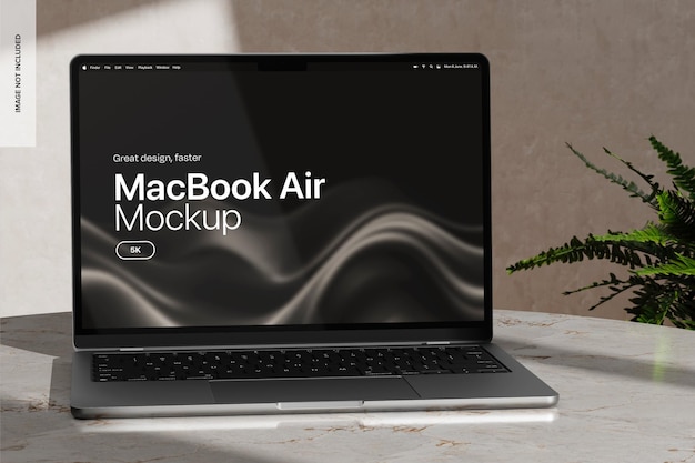 MacBook in Minimal Marble-Szenario-Mockup