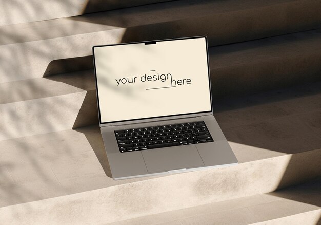 PSD macbook pro em escada mockup