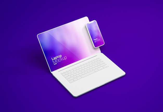 Macbook pro mockup de argila para laptop e smartphone