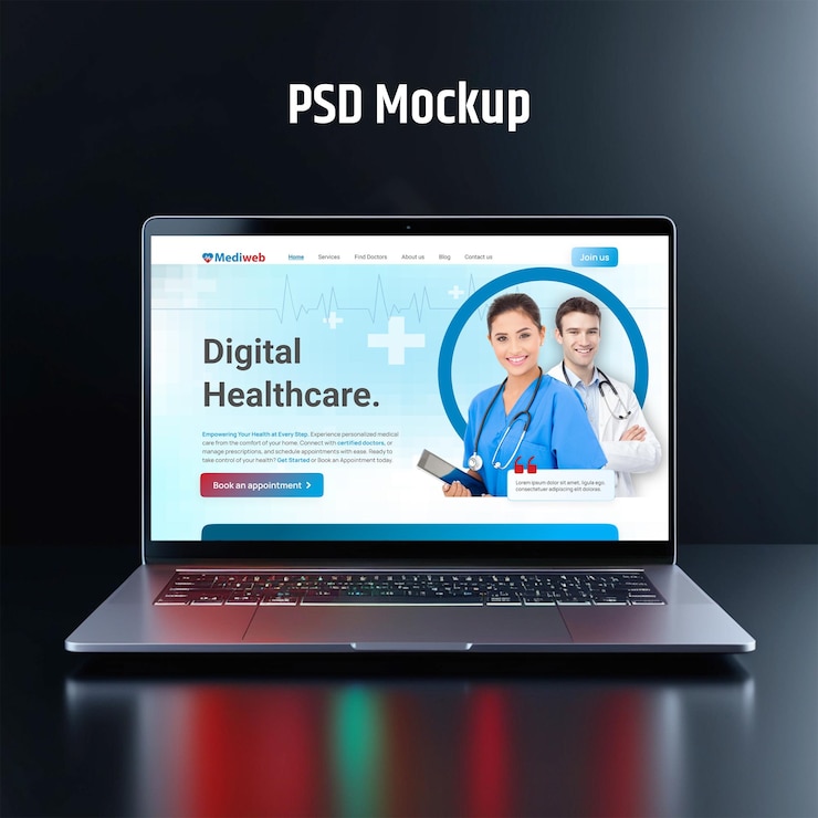 PSD macbook simulado realista en formato psd