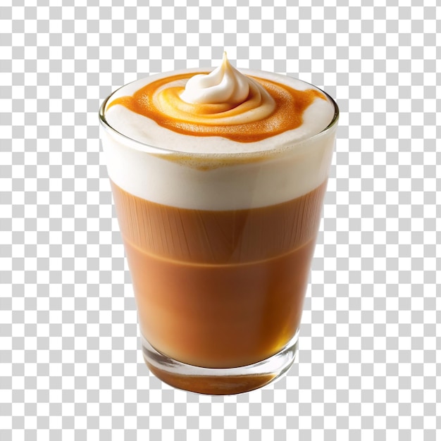 PSD macchiato au caramel isolé sur fond transparent