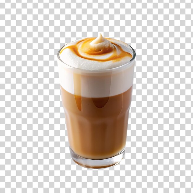 Macchiato de caramelo aislado sobre un fondo transparente