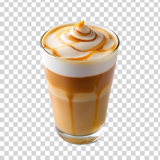 Macchiato de caramelo aislado sobre un fondo transparente