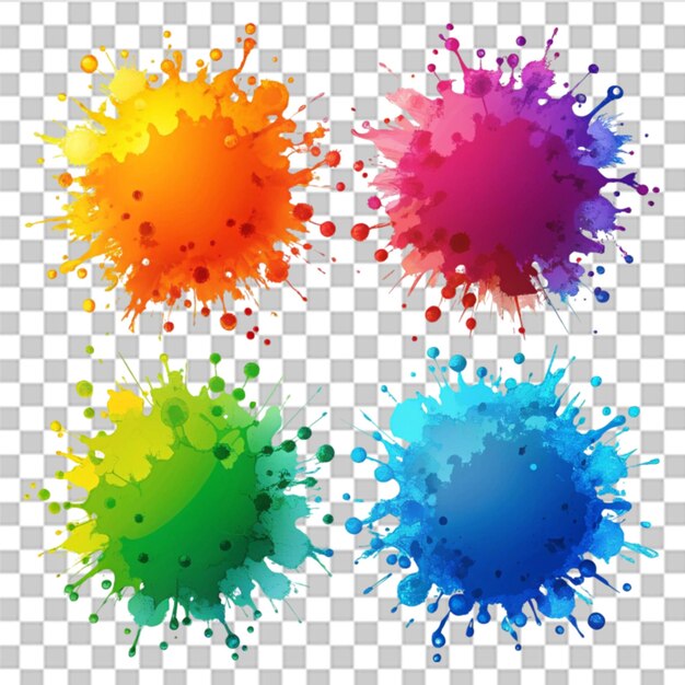Macchie di inchiostro colorate isolate su uno sfondo trasparente