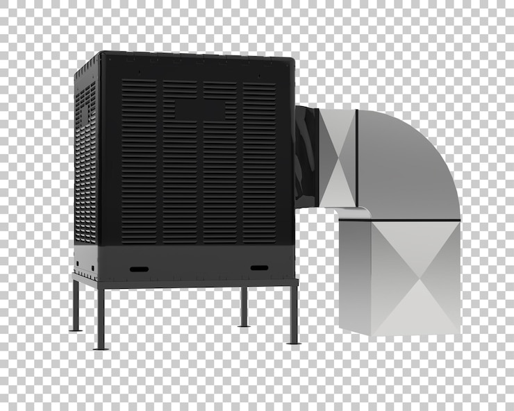 PSD macchina ac isolata su sfondo trasparente illustrazione di rendering 3d