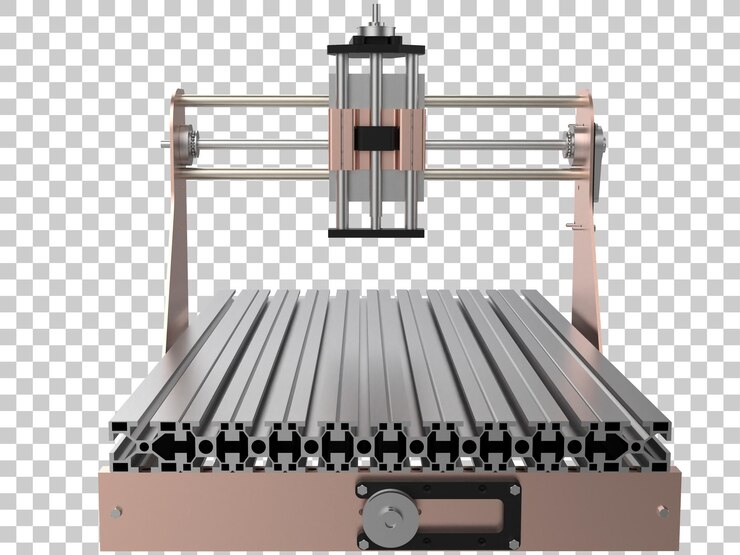 PSD macchina cnc isolata su sfondo trasparente 3d rendering illustrazione