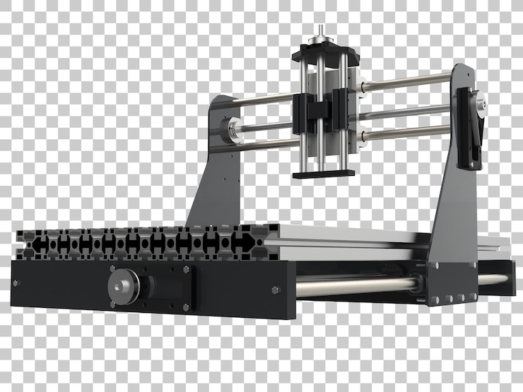 PSD macchina cnc isolata su sfondo trasparente 3d rendering illustrazione