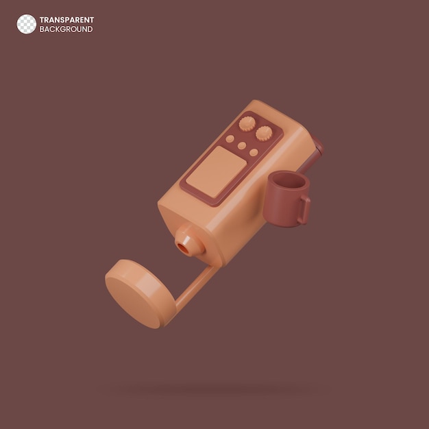 Macchina da caffè isolata con icona di rendering 3d della tazza