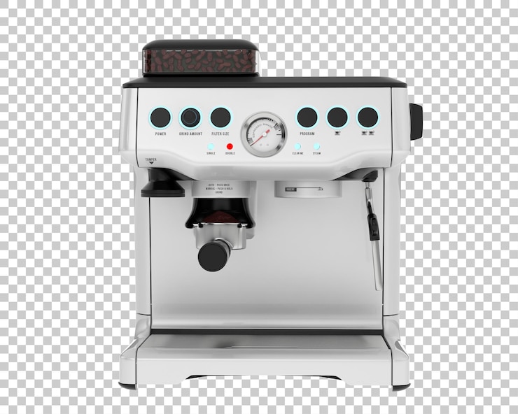 PSD macchina da caffè isolata su sfondo trasparente 3d rendering illustrazione
