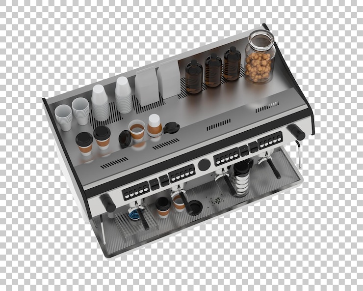 PSD macchina da caffè isolata su sfondo trasparente 3d rendering illustrazione