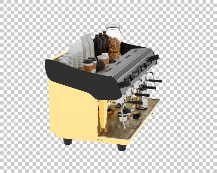 PSD macchina da caffè isolata su sfondo trasparente 3d rendering illustrazione