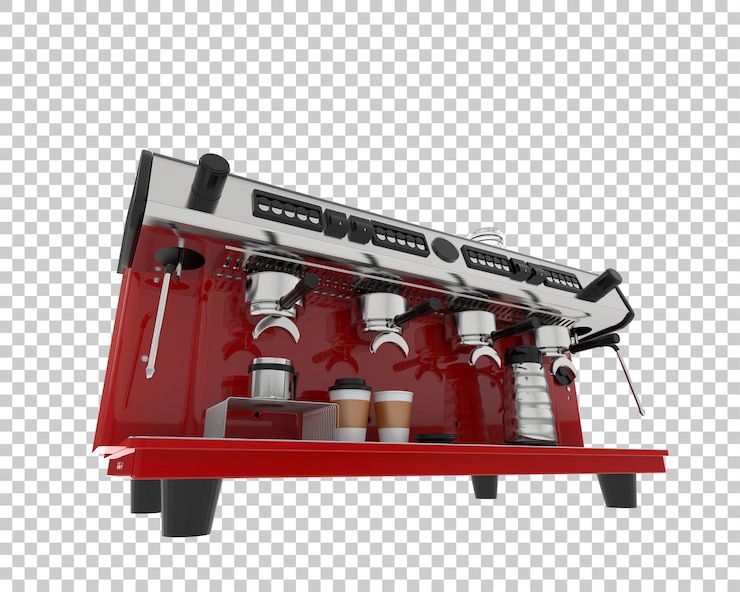 PSD macchina da caffè isolata su sfondo trasparente 3d rendering illustrazione