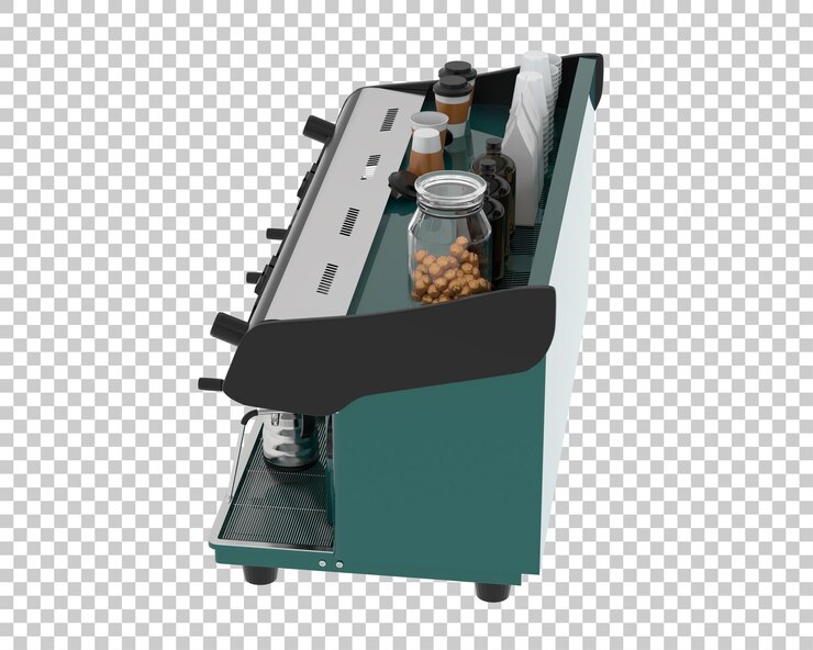 PSD macchina da caffè isolata su sfondo trasparente 3d rendering illustrazione