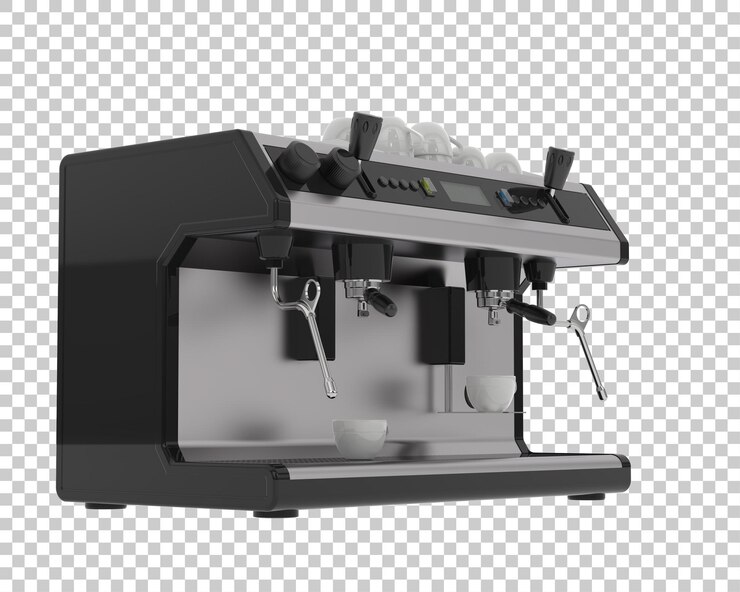 PSD macchina da caffè su sfondo trasparente 3d rendering illustrazione