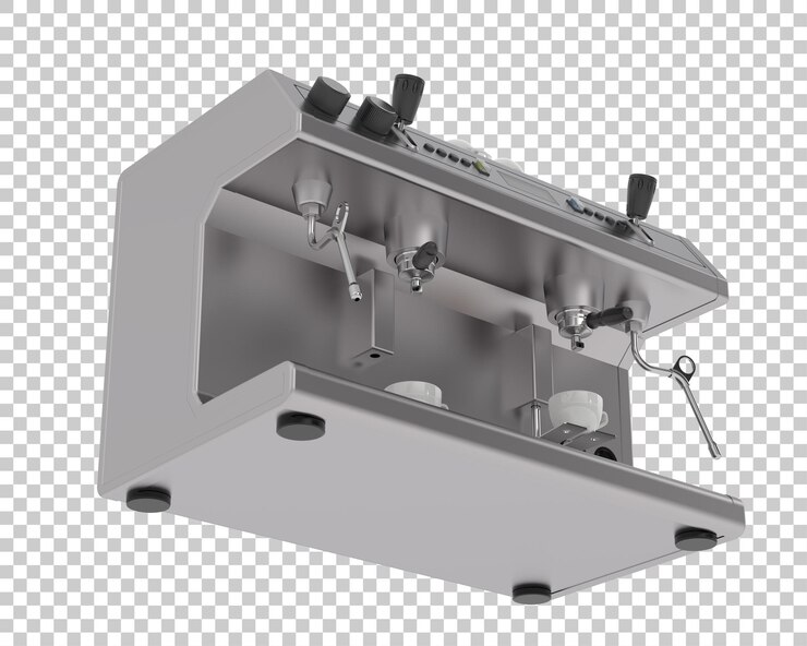 PSD macchina da caffè su sfondo trasparente 3d rendering illustrazione