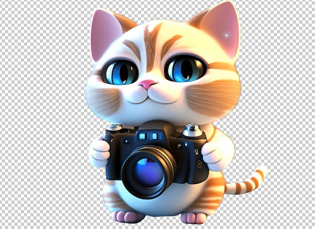 Macchina fotografica della tenuta del gatto 3d