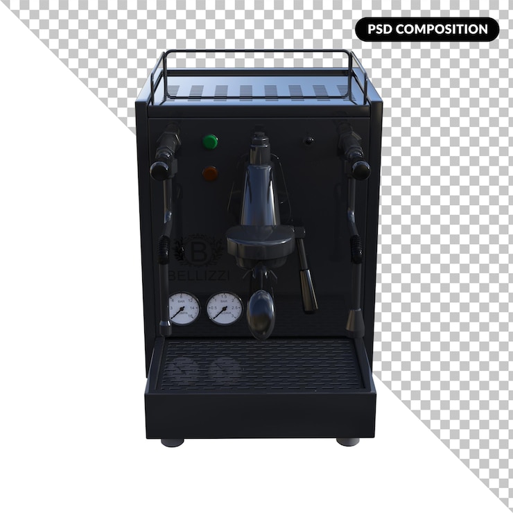 PSD macchina per il caffè isolato rendering 3d