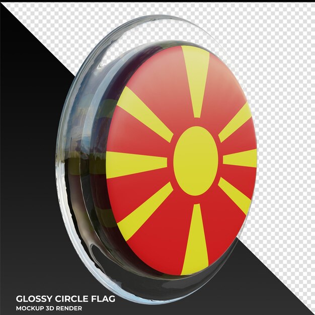 PSD macédoine du nord0003 drapeau de cercle brillant texturé 3d réaliste