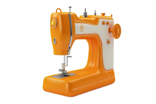 Machine à coudre colorée avec accessoires isolés sur fond blanc AIG57
