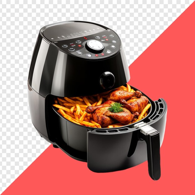 PSD la machine de cuisine à frire à l'air sur fond noir transparent psd.