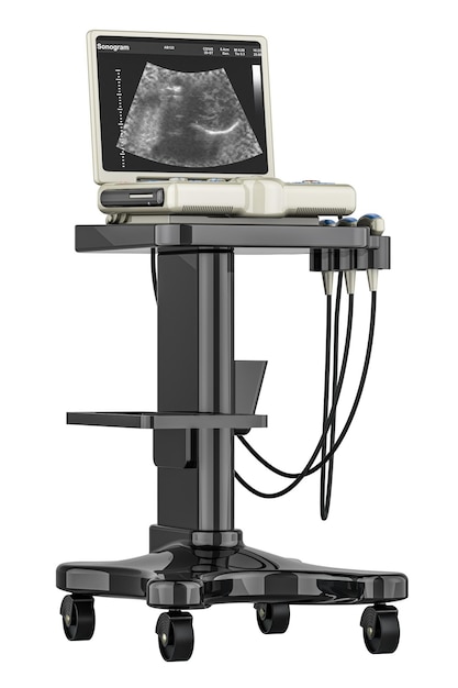 PSD machine de diagnostic médical à ultrasons système de diagnostic à l'ultrasons rendering 3d isolé sur un fond transparent