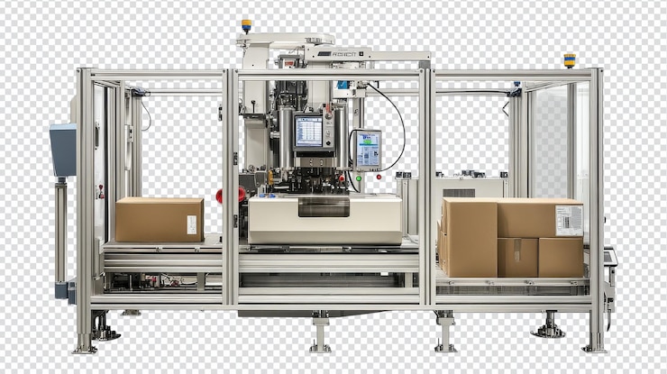 PSD machine d'emballage automatisée en fonctionnement dans une usine de fabrication pendant la journée