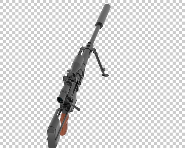 Machine gun with scope on transparent background 3d rendering illustration