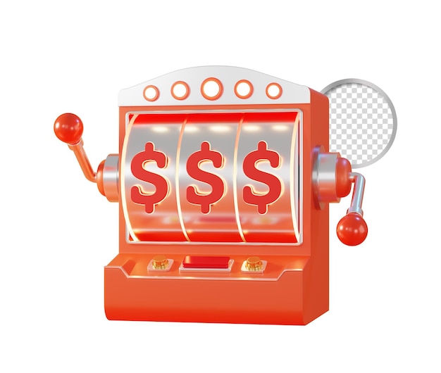 machine à sous et des billets de dollar avec de la couleur orange et argent