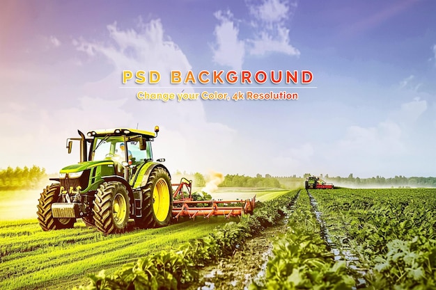PSD machines agricoles pulvérisant de l'insecticide sur le champ vert