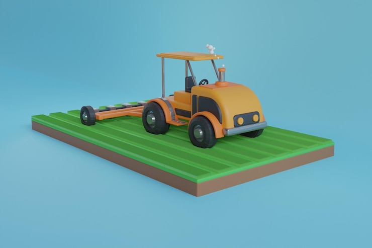 PSD machines for harvesting tractor works in a field agriculture machinery plowing in the field