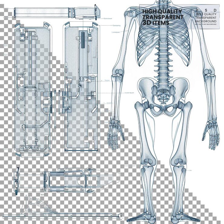PSD les machines à rayons x créent des images de l'intérieur du corps sur un fond transparent.