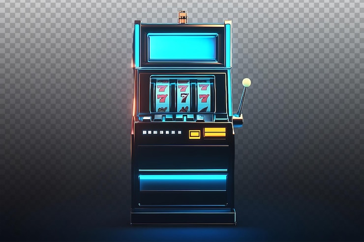 PSD des machines à sous modernes avec des effets d'éclairage bleu