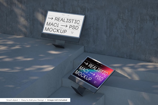 Maci Mockup App Dispositivi reattivi Dispositivi schermo Computer UI UX Display PSD gratuito