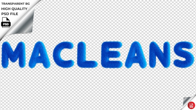 PSD macleans tipografia azul fluffy texto psd transparente