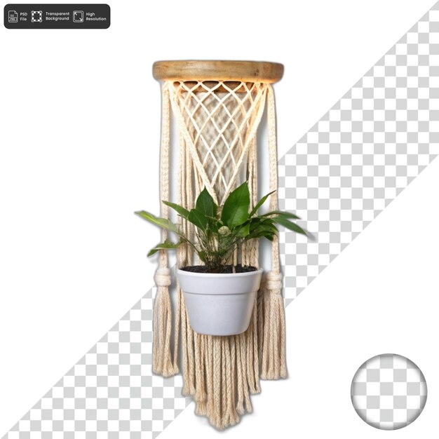 Macrame Colgado en la pared con una planta