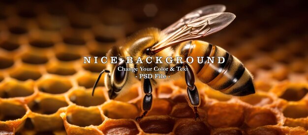 Macro d'un insecte abeille sur un nid d'abeille dans un apiary vue macro image générée par l'IA