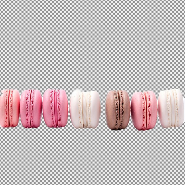 PSD macroons coloridos e deliciosos em fila