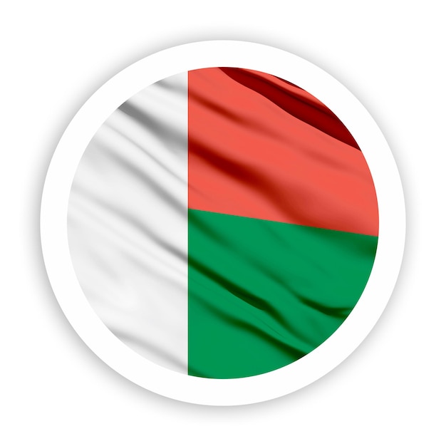Madagascar agita una bandera con un marco de círculo redondeado blanco
