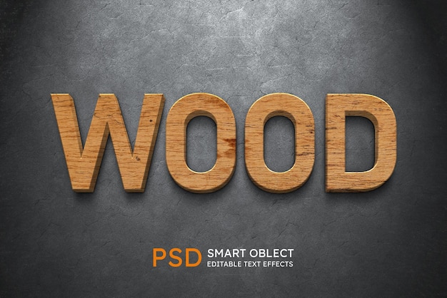 madeira 3D texto editável madeira logotipo Mockup PSD