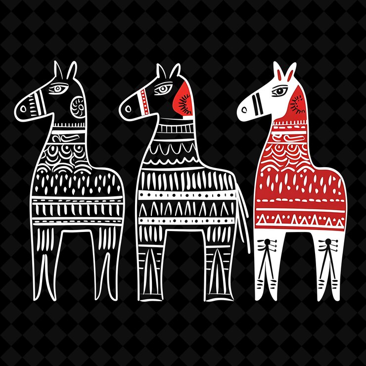 PSD madeira esculpida à mão com bordas suecas de cavalos dala design png colagens de arte de colagem