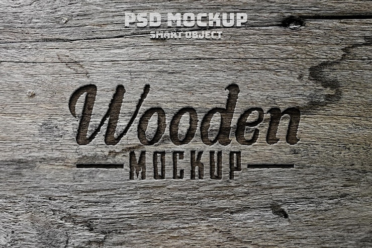 PSD madera 3d mock up realista premium psd